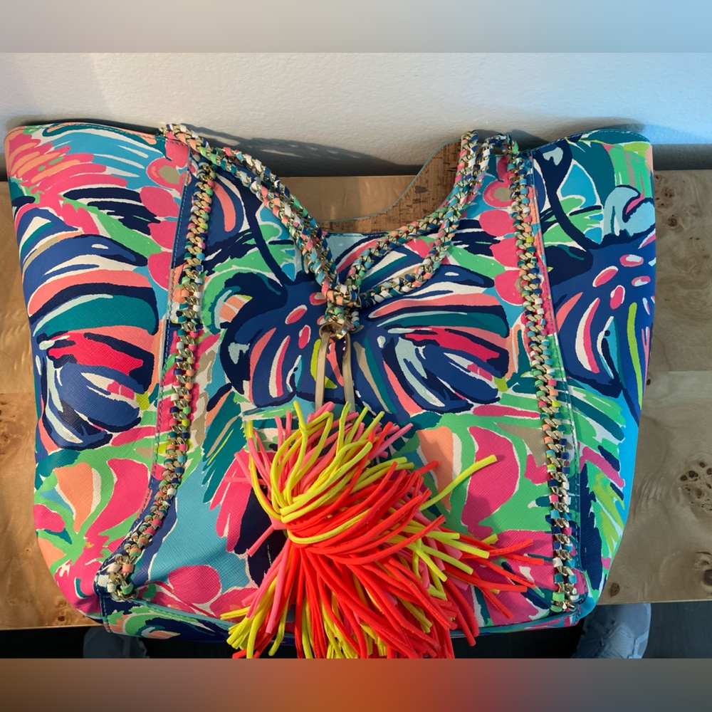 Lilly Pulitzer reversible seaside cork tote